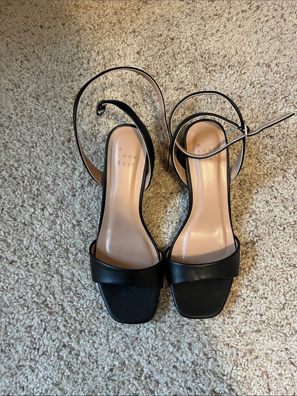 a new day Black Minimalist Ankle-Strap Heels